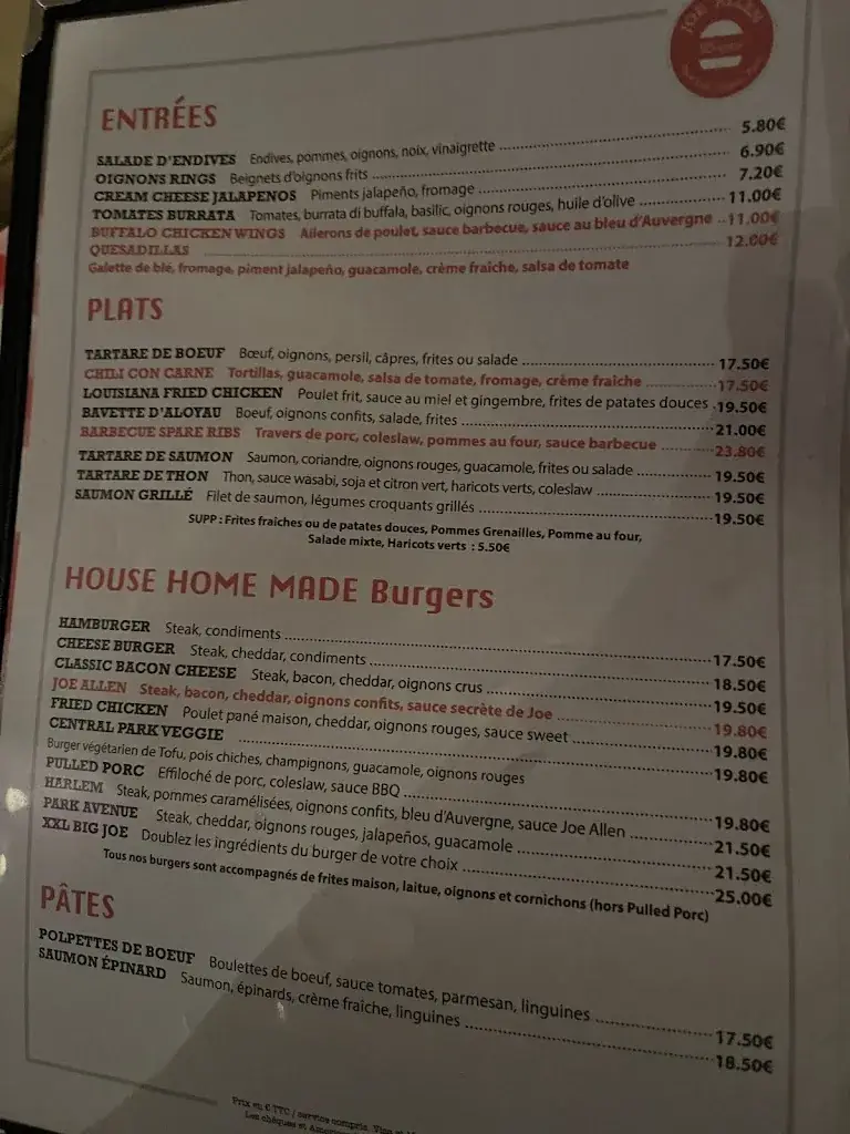 Menu_Joe Allen_Paris_image_3