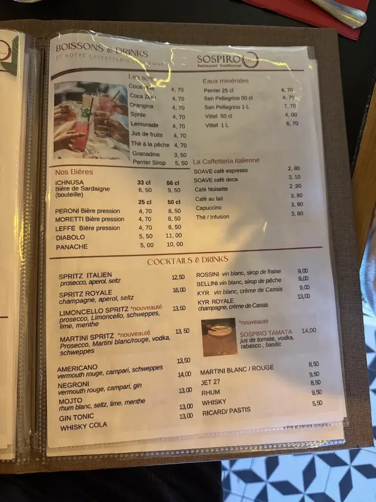 Menu_Sospiro Restaurant traditionnel italien_Saint-Arnoult_image_1