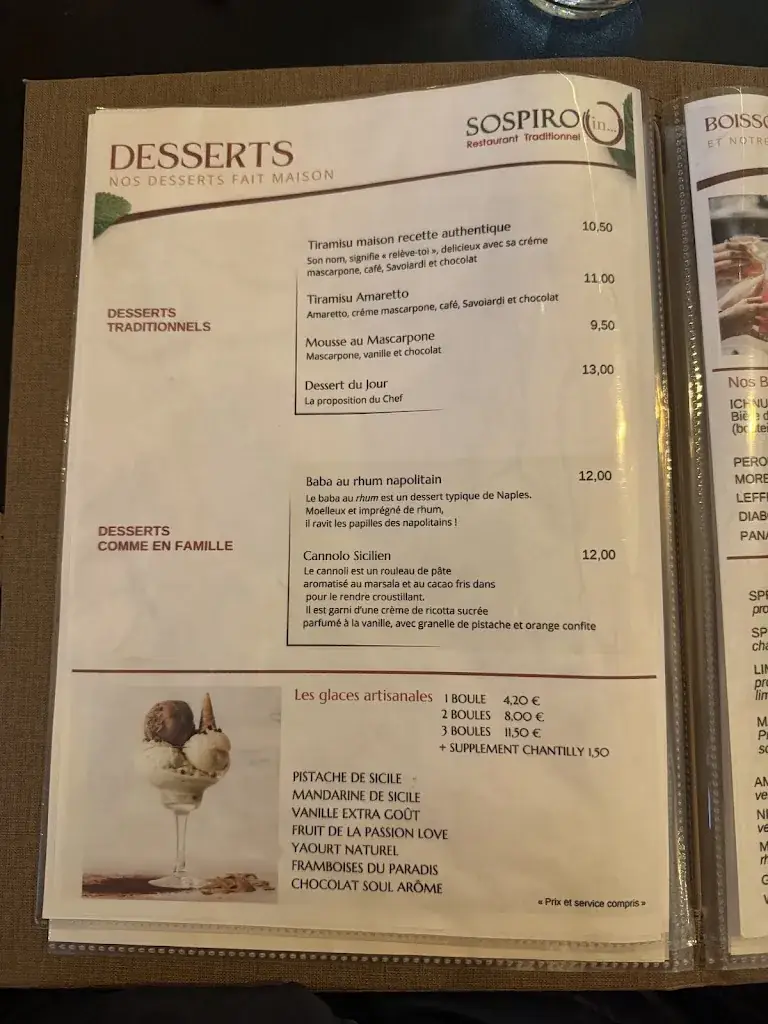 Menu_Sospiro Restaurant traditionnel italien_Saint-Arnoult_image_3