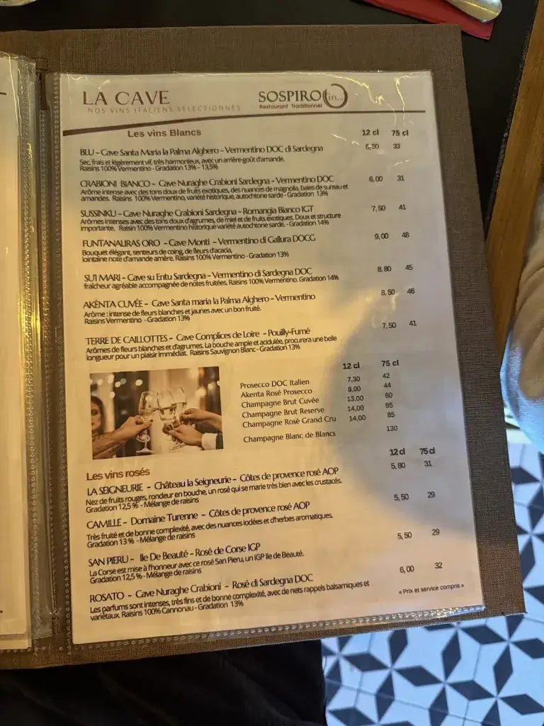 Menu_Sospiro Restaurant traditionnel italien_Saint-Arnoult_image_4