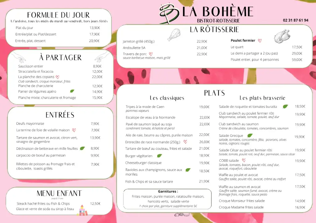 Menu_La bohème_Saint-Arnoult_imagen_1