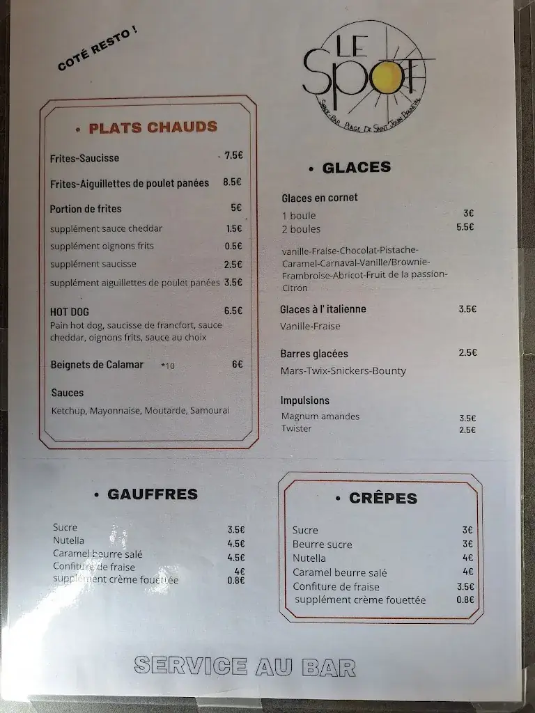 Menu_Snack plage de saint jouin bruneval : Le Spot_Saint-Jouin-Bruneval_image_1