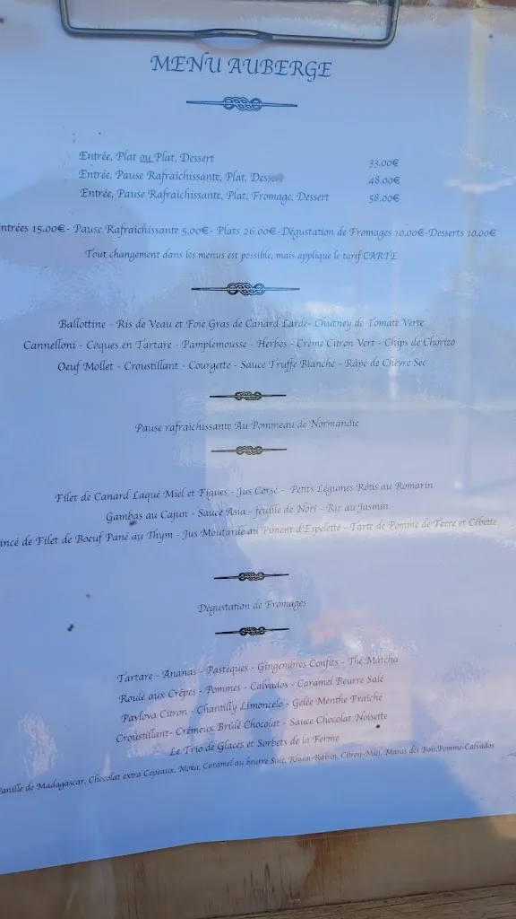 Menu_Auberge Saint Michel en Normandie_Saint-Michel-Tubœuf_image_2