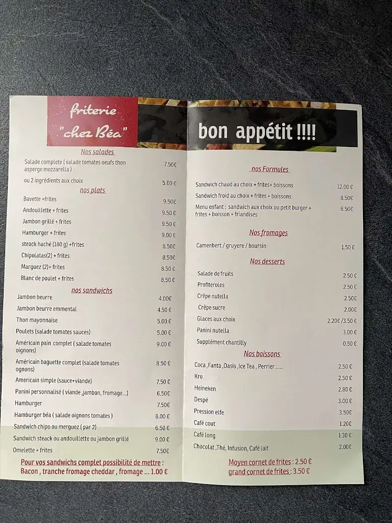 Menu_Friterie Chez Béa_Sées_image_1