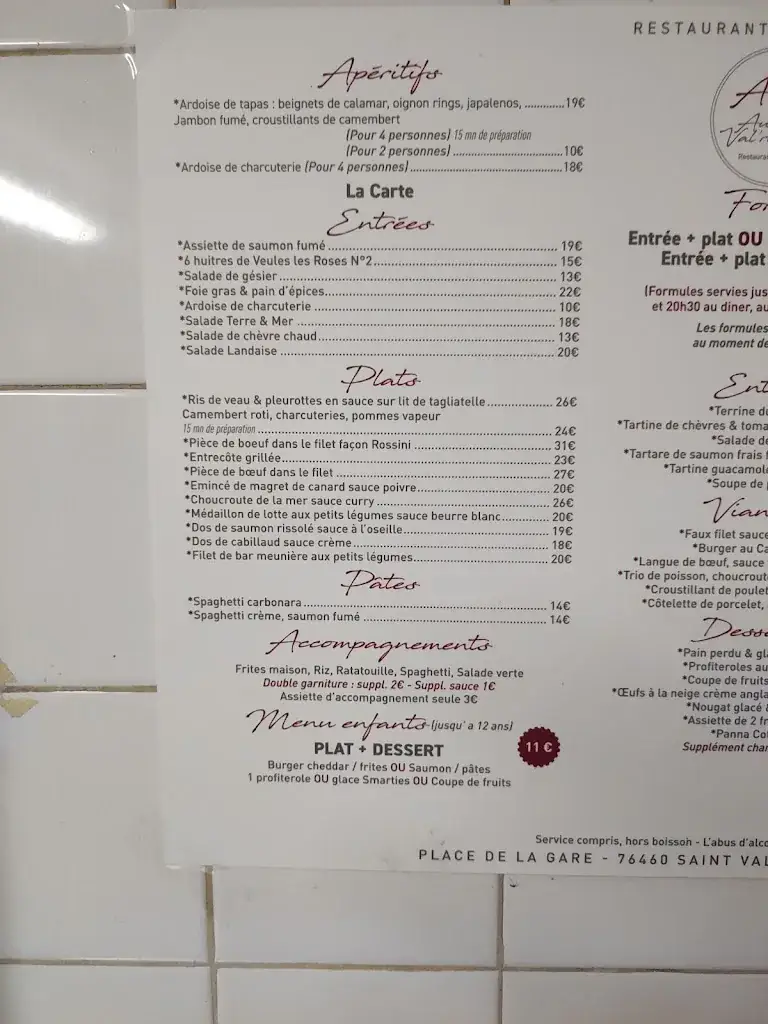 Menu_Auberge val'riquaise_Saint-Valery-en-Caux_image_1