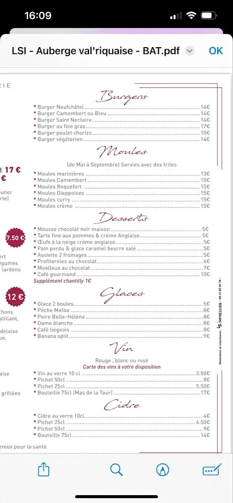 Menu_Auberge val'riquaise_Saint-Valery-en-Caux_image_4