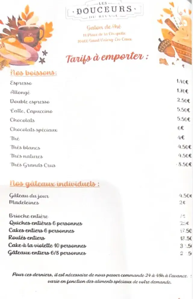 Menu_Les Douceurs du Rivage_Saint-Valery-en-Caux_image_1