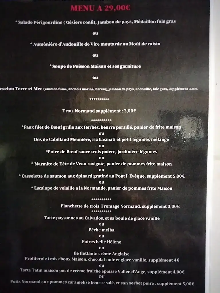 Menu_Restaurant Auberge Saint Honoré_Thiberville_image_1