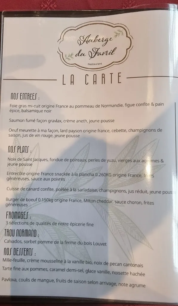 Menu_Auberge Du Favril_Favril_immagine_1