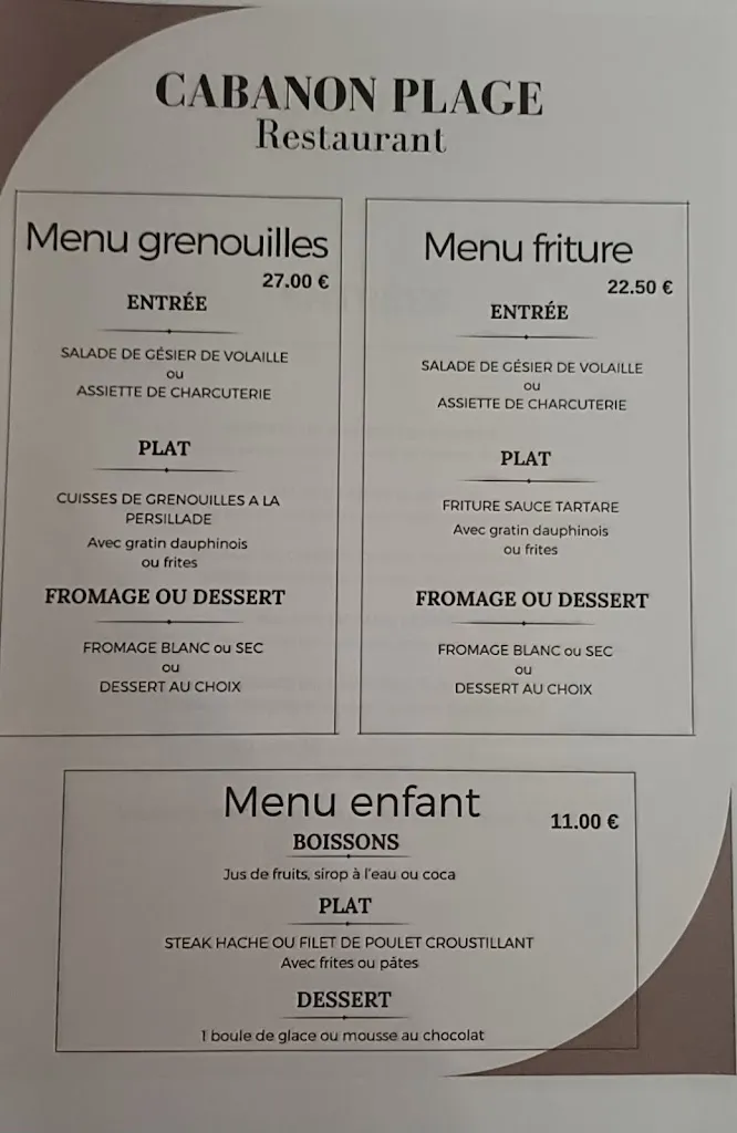 Menu_Le Cabanon Plage_Grigny-sur-Rhône_image_2