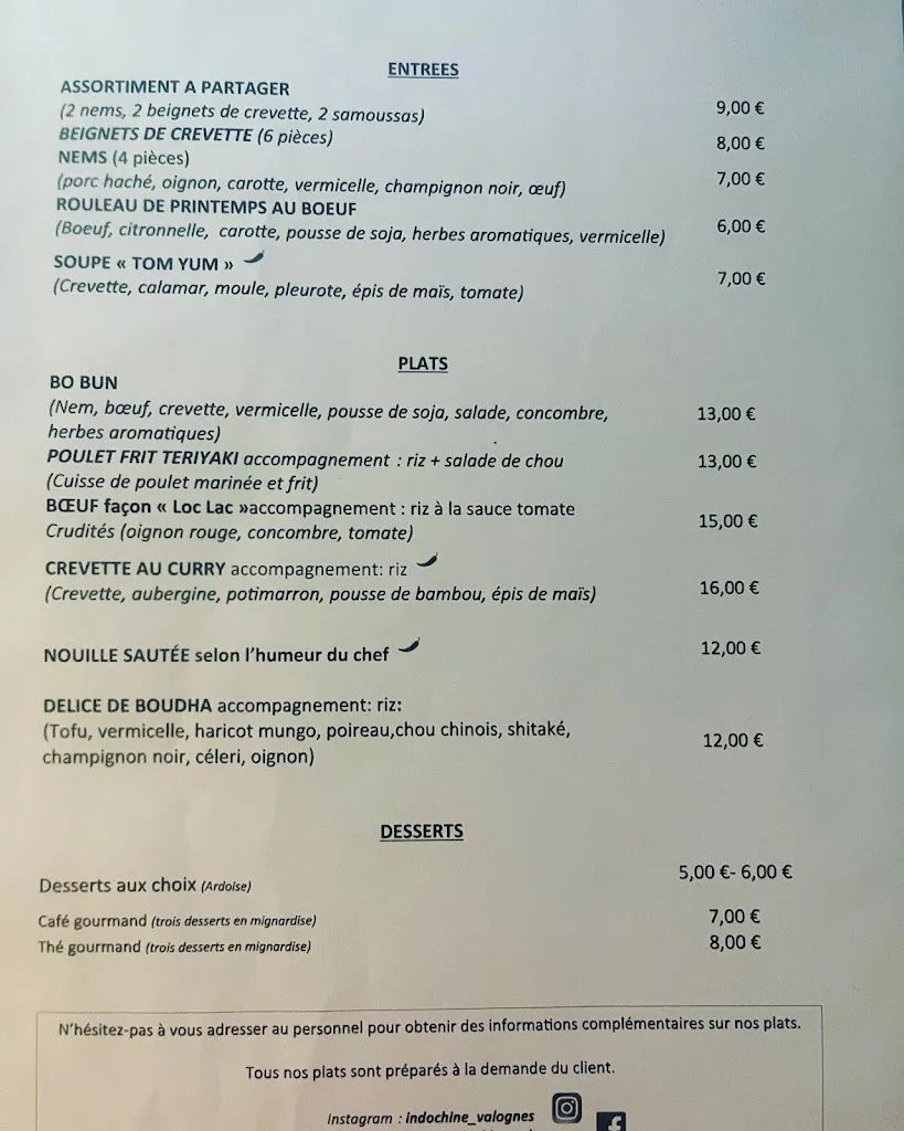 Menu_L'Indochine Valognes Traiteur_Valognes_immagine_1