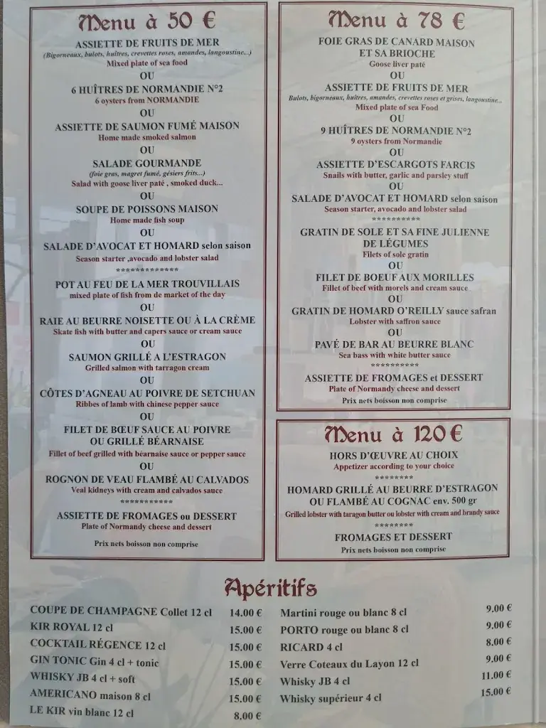 Menu_La Régence_Trouville-sur-Mer_immagine_1