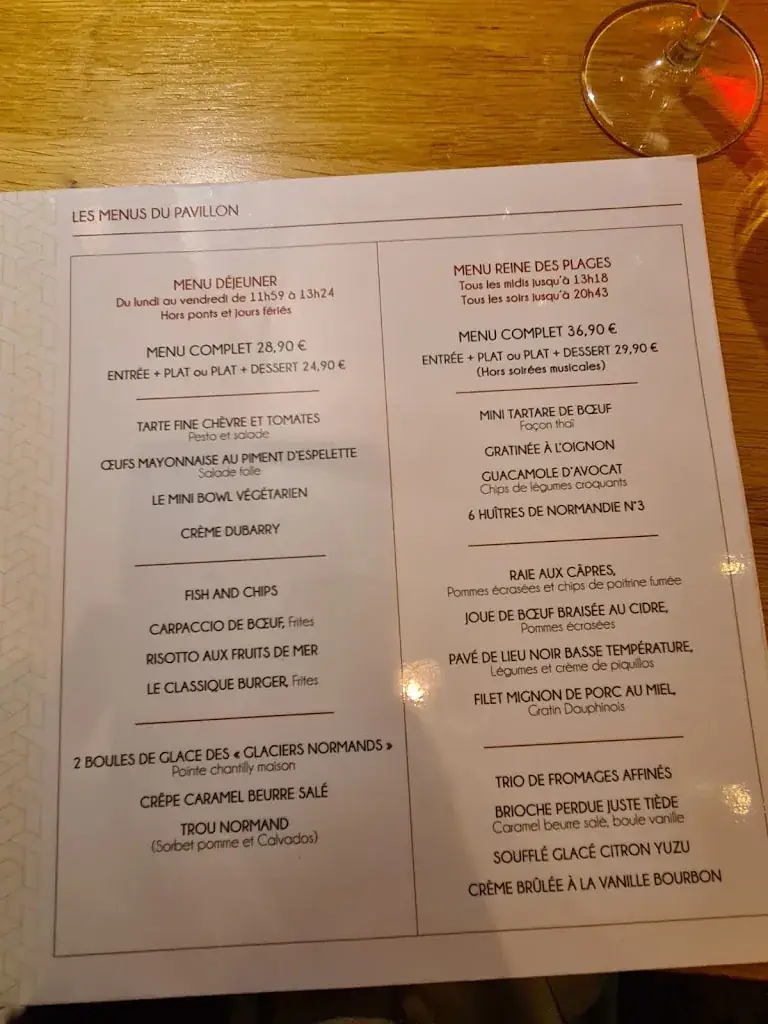 Menu_LE PAVILLON AUGUSTINE_Trouville-sur-Mer_immagine_2