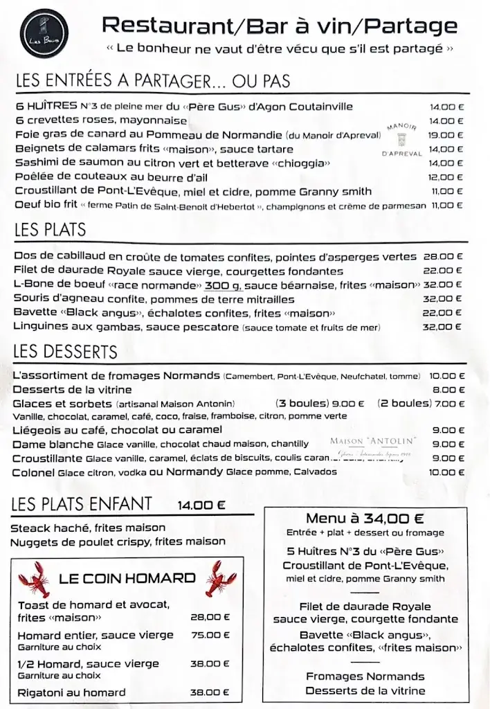 Menu_Brasserie les Bains Trouville_Trouville-sur-Mer_immagine_3