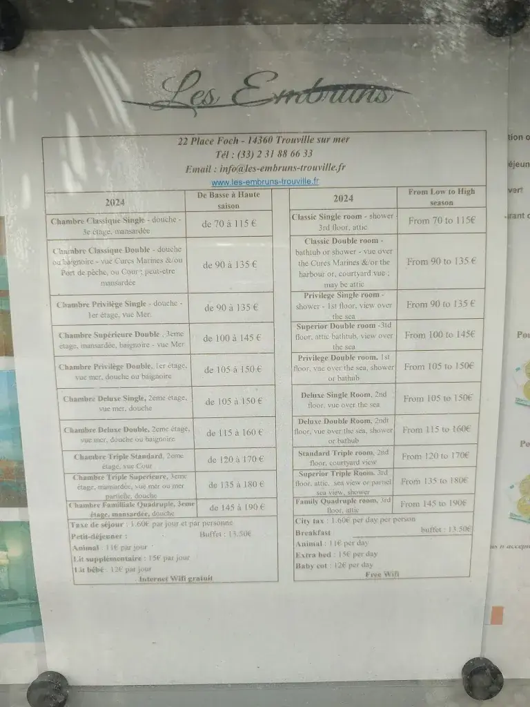 Menu_Hôtel Restaurant Les Embruns_Trouville-sur-Mer_image_3