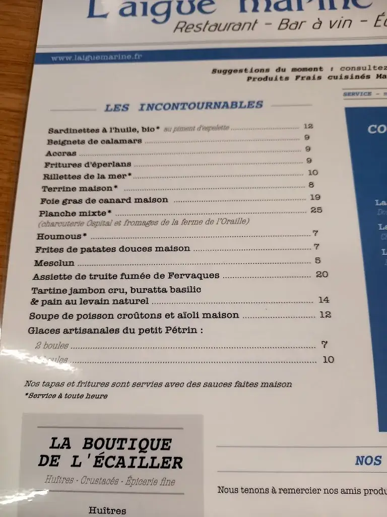 Menu_L'Aigue Marine_Villers-sur-Mer_image_1