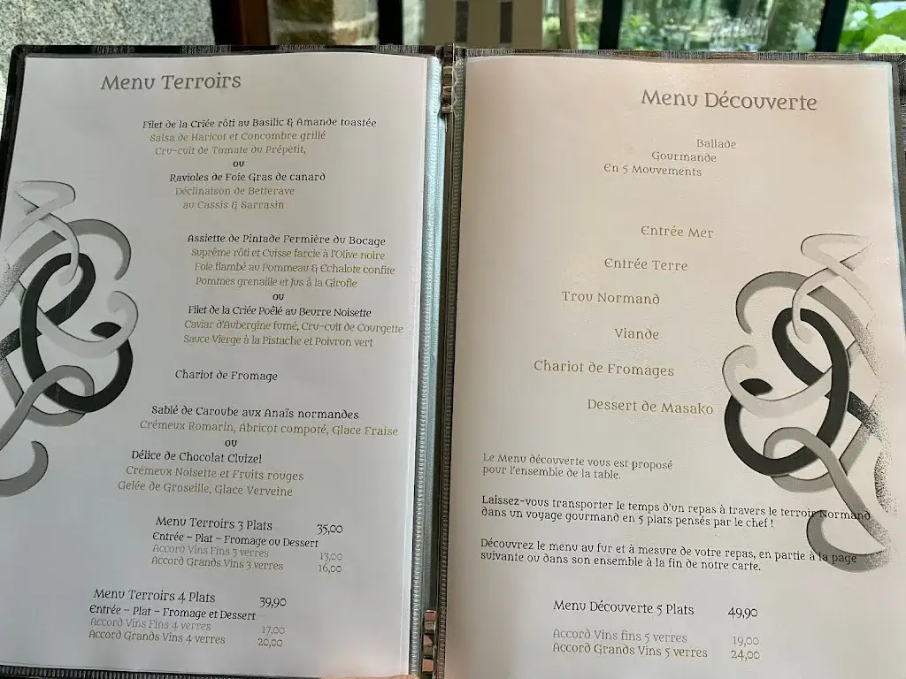 Menu_Manoir de la Pommeraie_Normandie_image_1