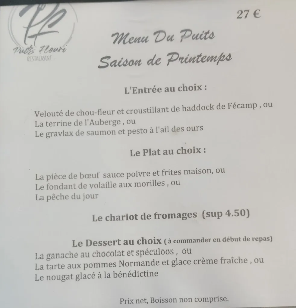 Menu_Restaurant le Puits Fleuri_Vattetot-sur-Mer_immagine_2