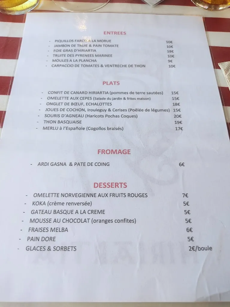 Menu_Restaurant Hiriartia_Ahetze_immagine_1