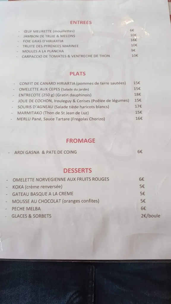 Menu_Restaurant Hiriartia_Ahetze_immagine_3