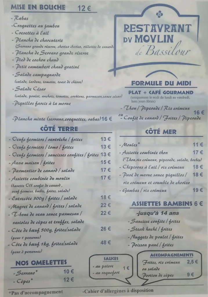 Menu_Restaurant du Moulin de Bassilour_Arbonne_image_2