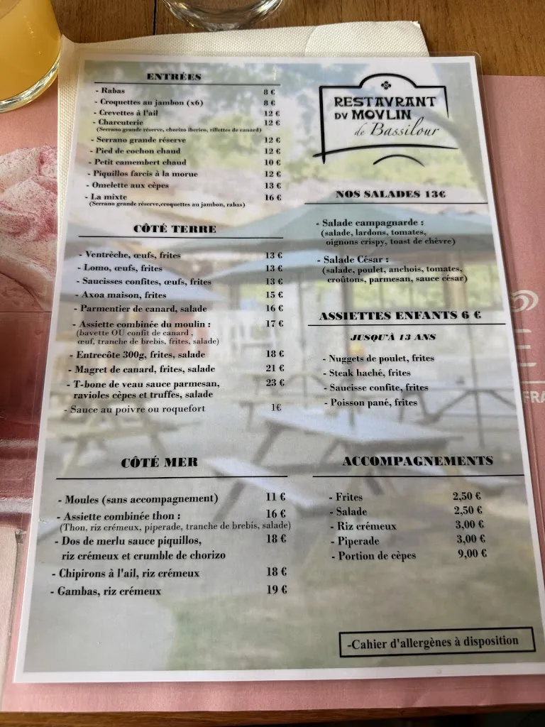 Menu_Restaurant du Moulin de Bassilour_Arbonne_image_4