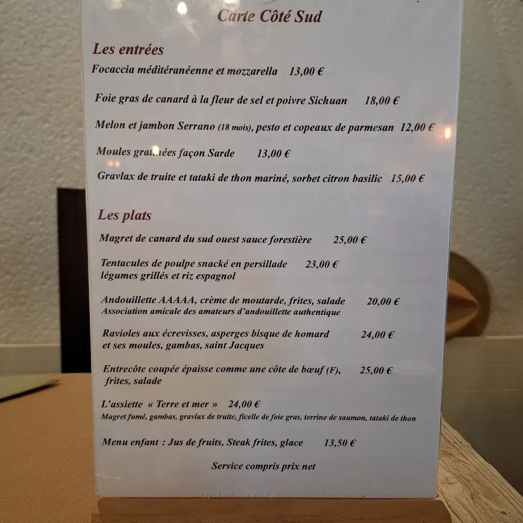 Menu_Restaurant Côté Sud_Agen_image_1