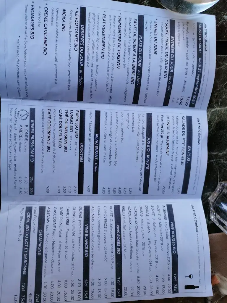 Menu_Au P'tit Bonheur - brasserie populaire_Agen_image_4