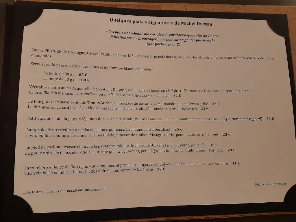 Menu_La Table De Michel Dussau_Agen_image_2