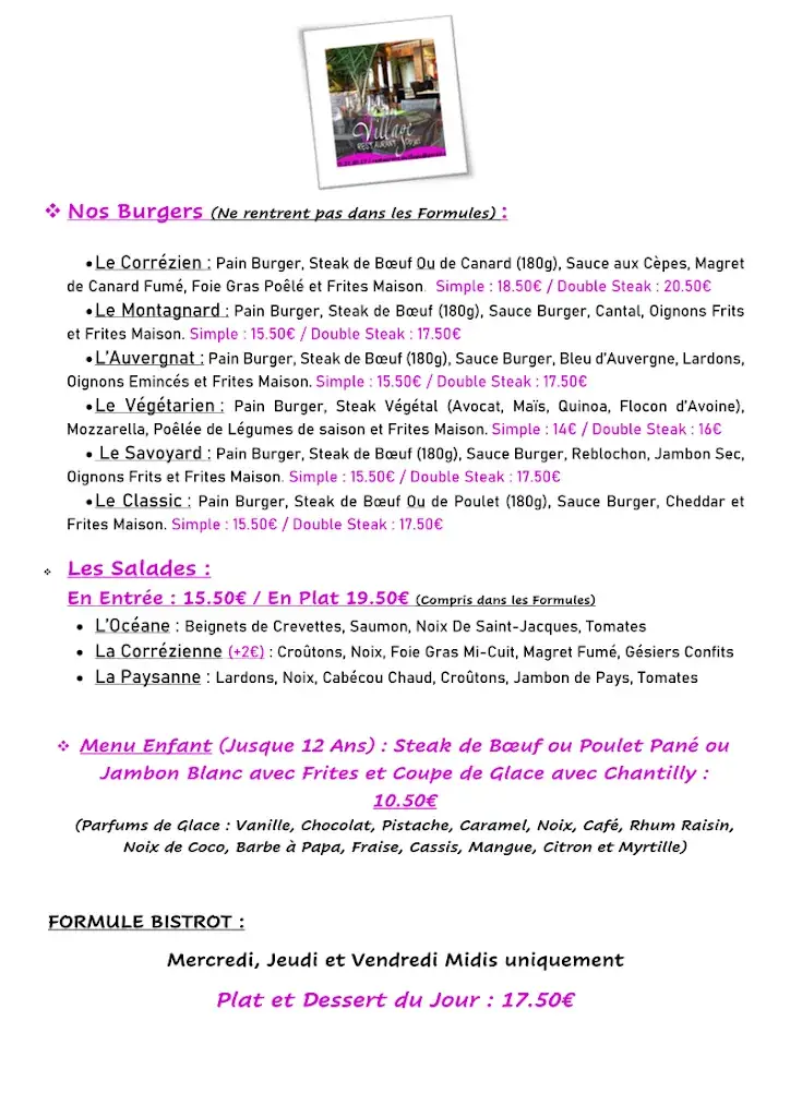 Menu_Restaurant Ô Village_Objat_image_1