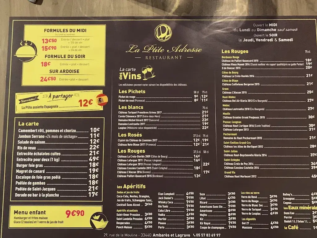 Menu_Restaurant La Ptite Adresse_Ambarès-et-Lagrave_immagine_3