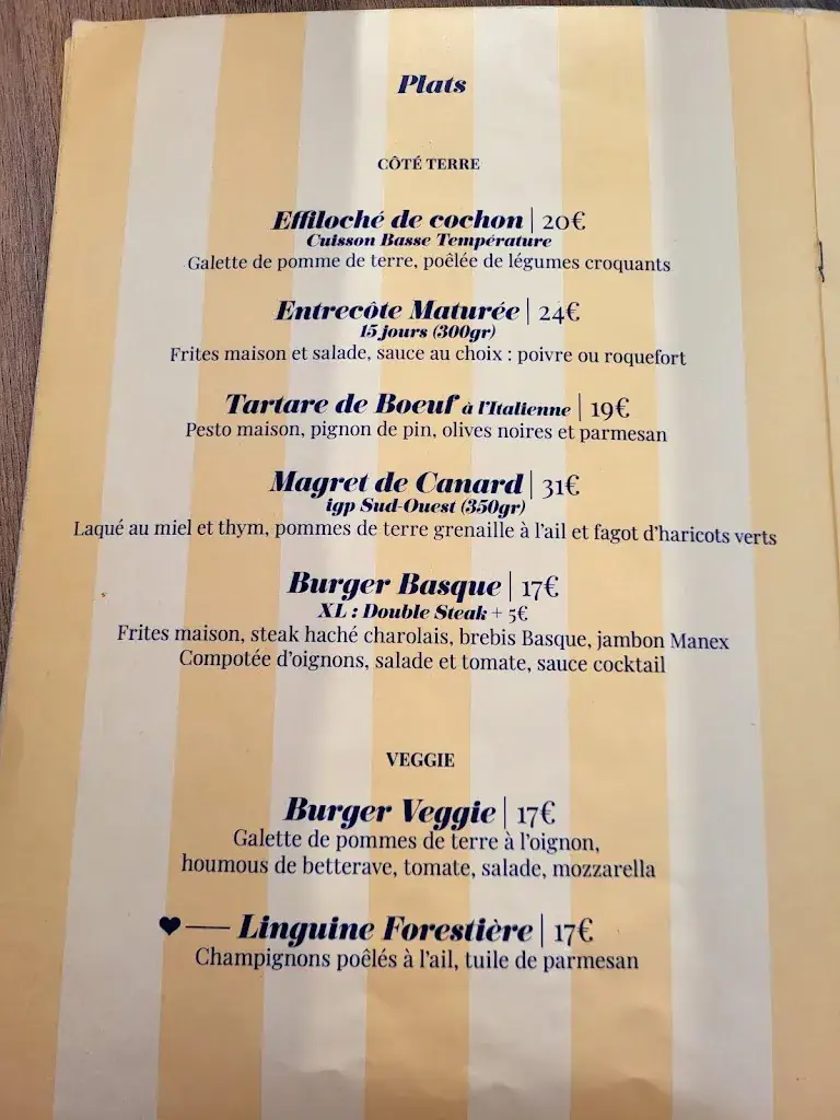 Menü_L'océan_Anglet_Bild_1