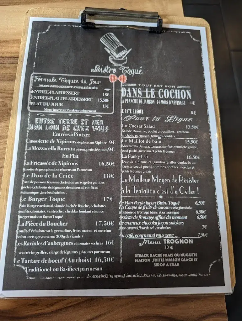 Menu_Bistro Toqué Anglet_Anglet_image_2
