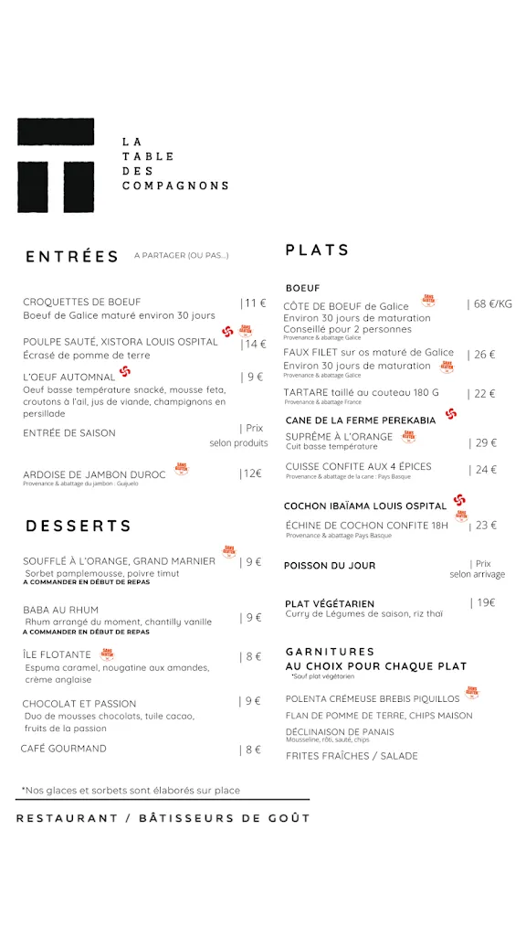 Menu_La Table des compagnons_Anglet_immagine_3