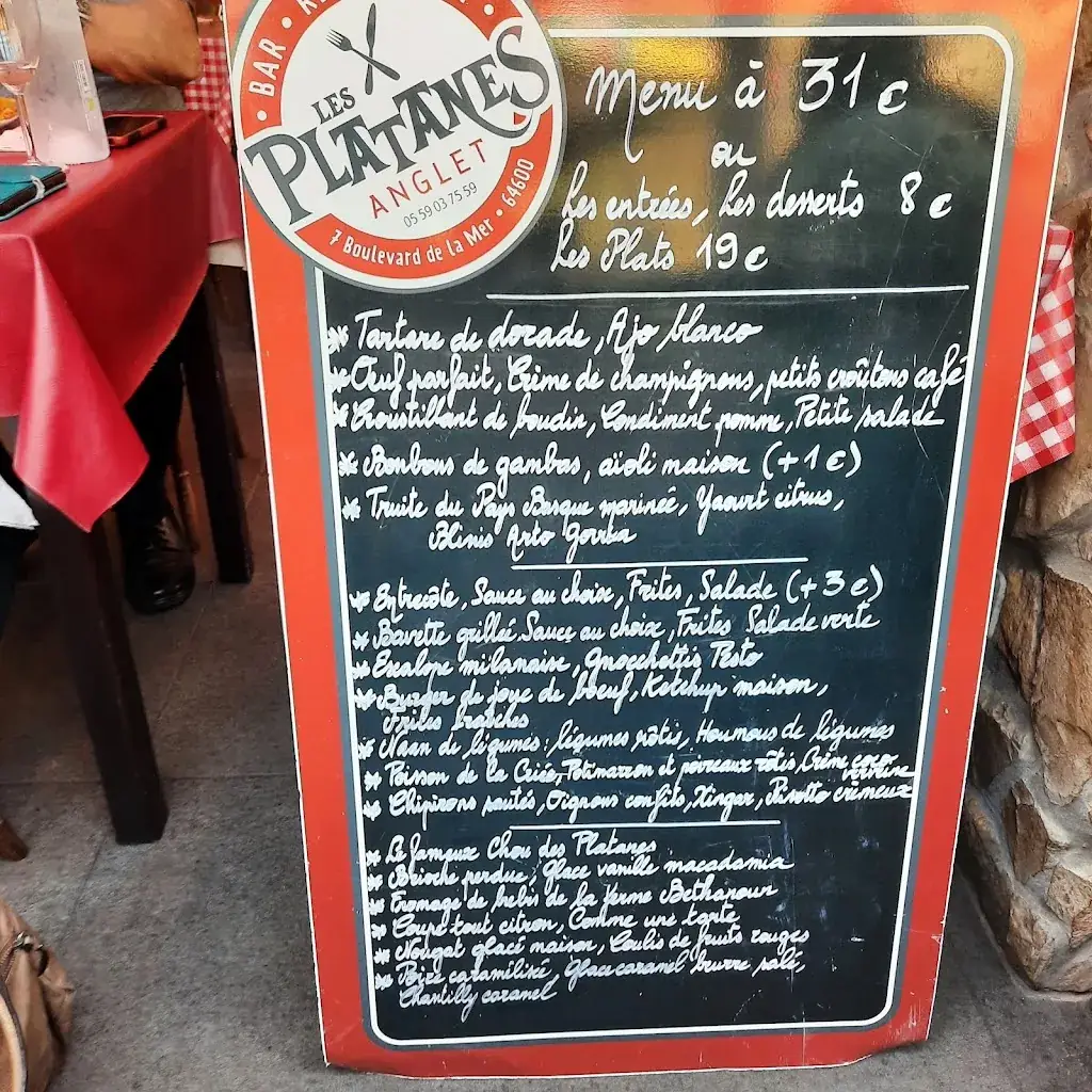 Menu_Restaurant Les Platanes Anglet_Anglet_image_1