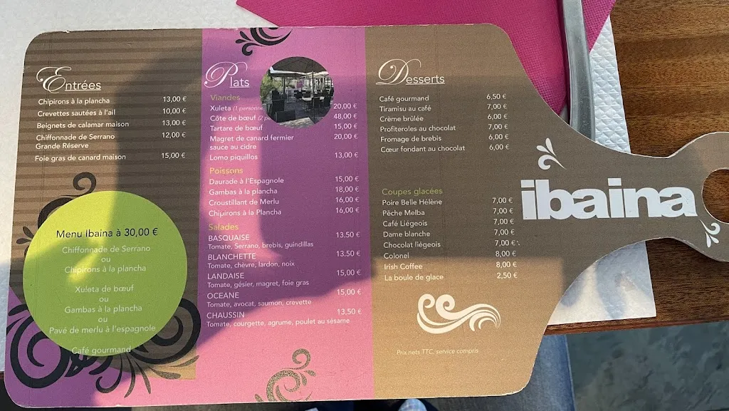 Menu_restaurant IBAINA_Anglet_image_2