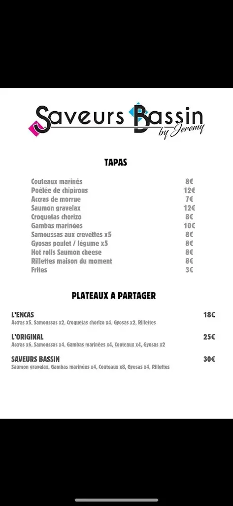 Menu_Saveurs Bassin By Jeremy_Andernos-les-Bains_image_1