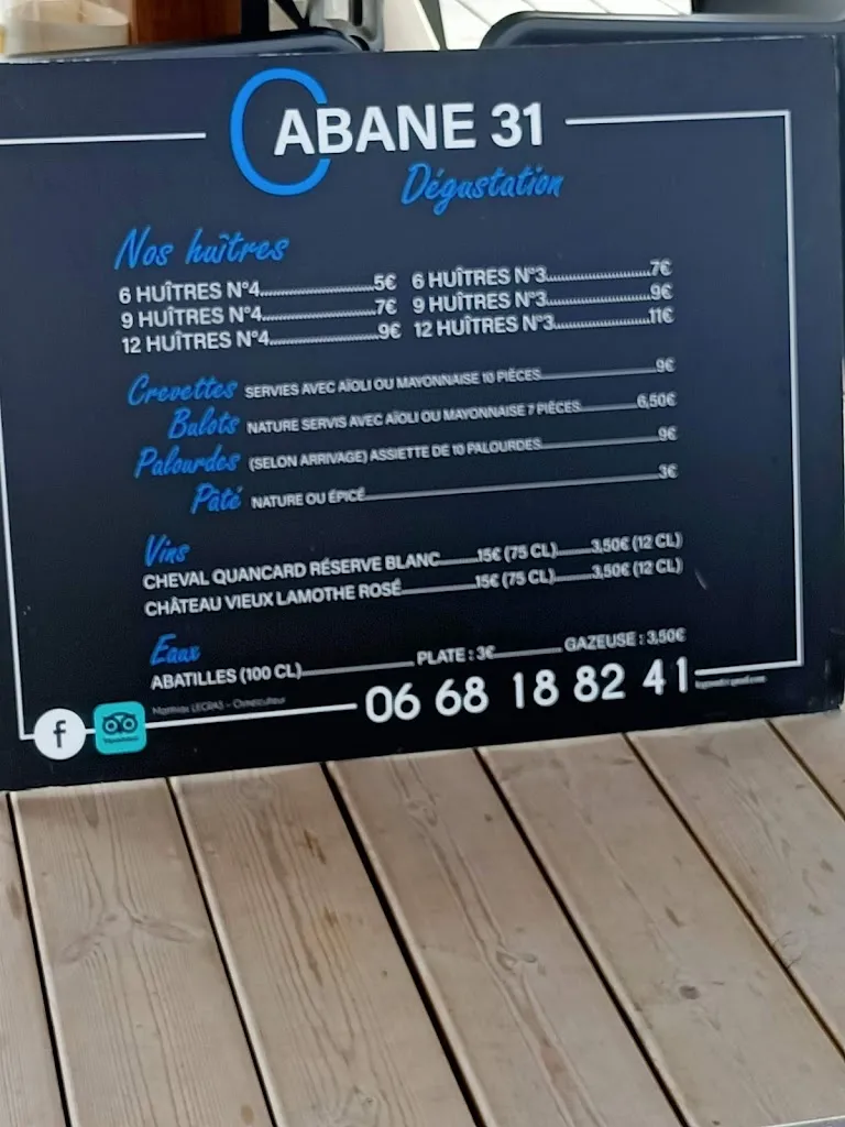 Menu_Cabane 31_Andernos-les-Bains_image_1