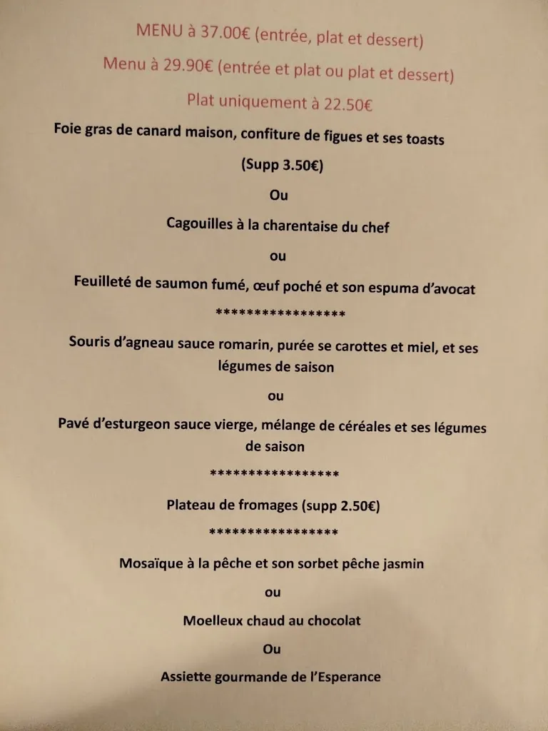 Menu_Restaurant l'Espérance_Angoulême_image_1