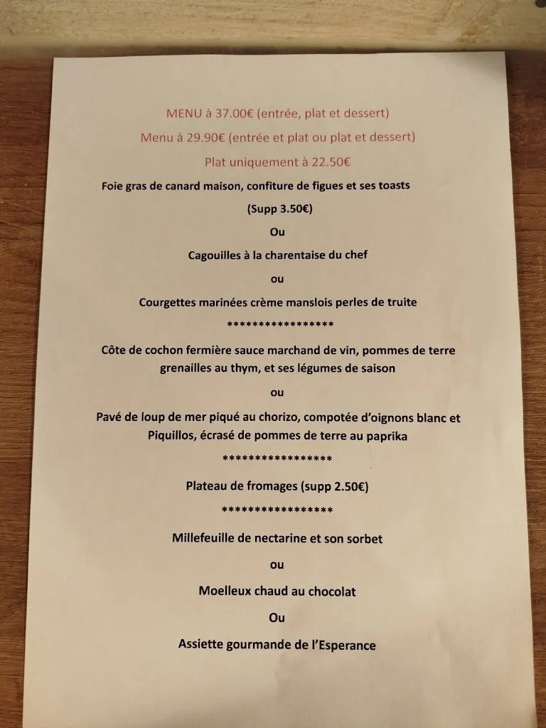 Menu_Restaurant l'Espérance_Angoulême_image_2