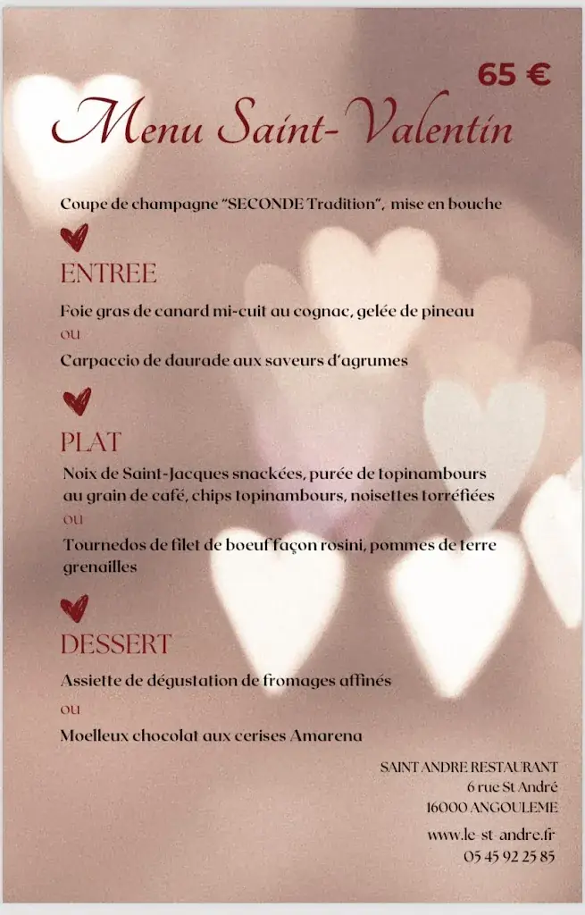 Menu_Restaurant Le Saint André_Angoulême_image_1
