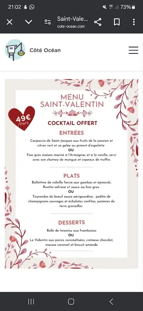 Menu_Le Bistrot de Côté Océan_Angoulins_immagine_4