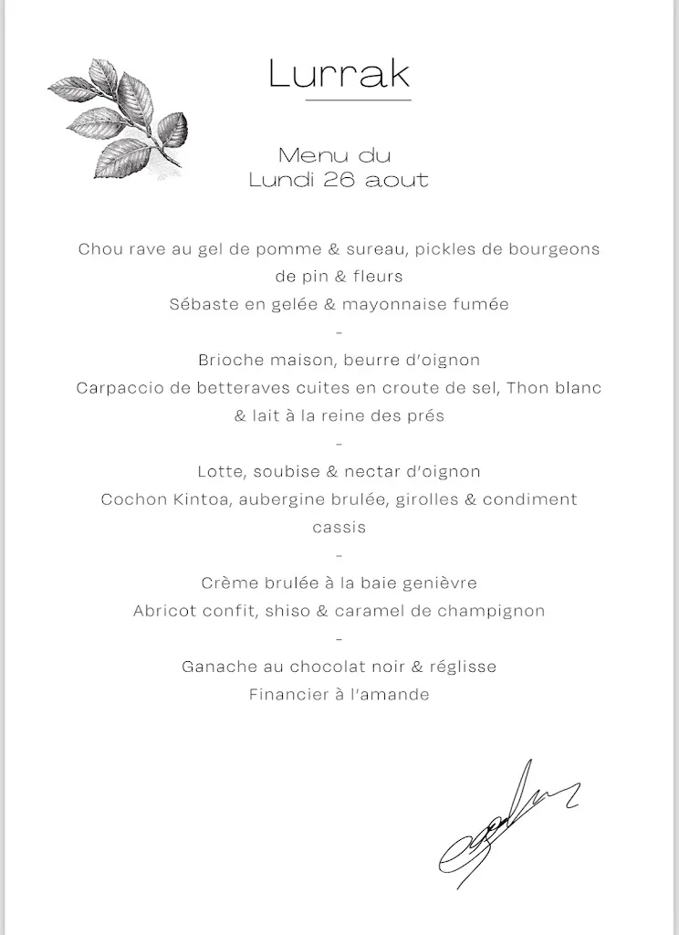 Menü_Restaurant Lurrak_Arbonne_Bild_1