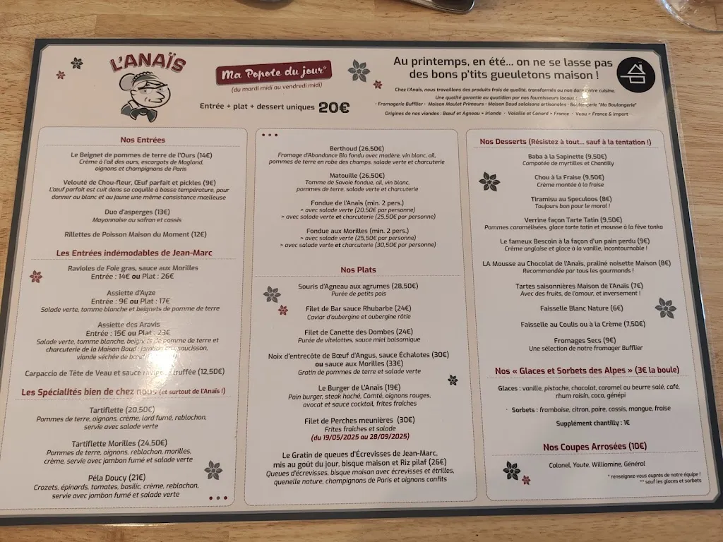 Menu_Auberge d'Ayze - chez l'Anaïs_Ayse_image_1