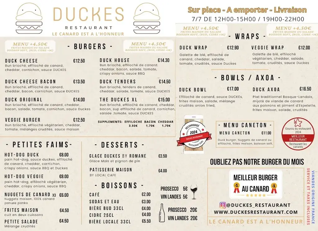Menu_Duckes restaurant_Soorts-Hossegor_image_1
