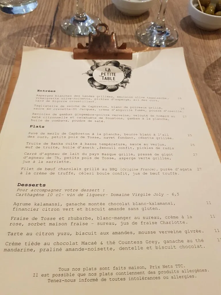 Menu_La Petite Table Capbreton_Capbreton_image_2