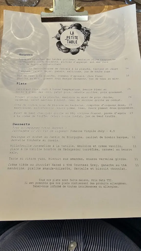 Menu_La Petite Table Capbreton_Capbreton_image_3