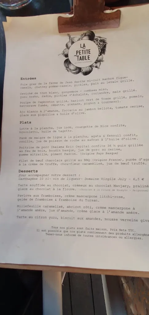 Menu_La Petite Table Capbreton_Capbreton_image_4