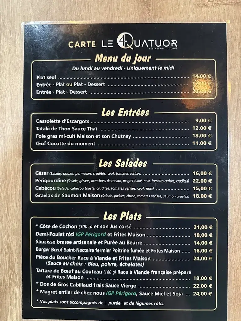 Menu_Restaurant le quatuor_Marsac-sur-l'Isle_image_1