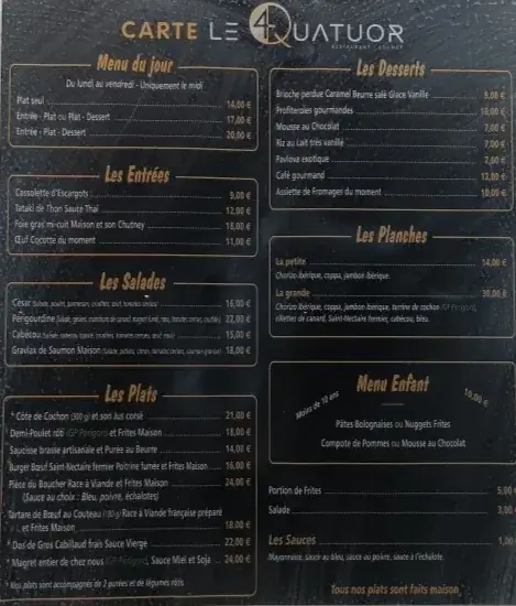Menu_Restaurant le quatuor_Marsac-sur-l'Isle_image_4